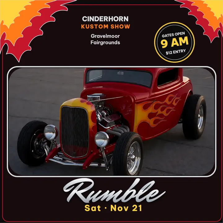 Cinderhorn Kustom Show hot-rod flames poster template