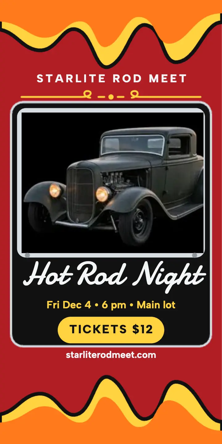 Starlite Rod Meet hot rod night ad template