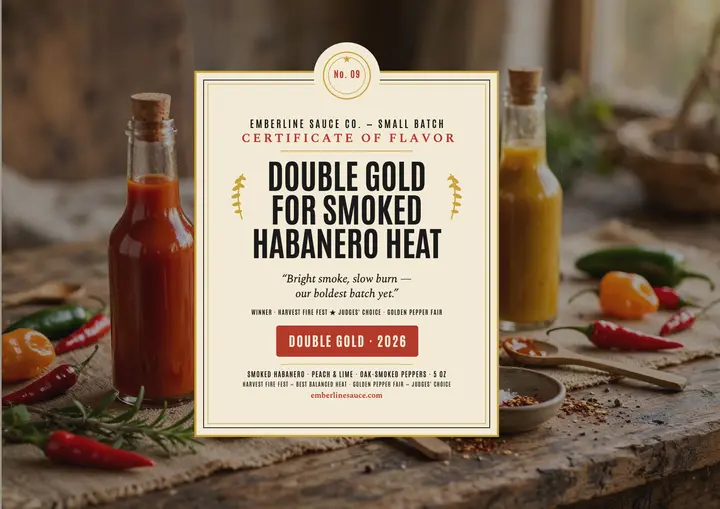 Emberline hot sauce award certificate template