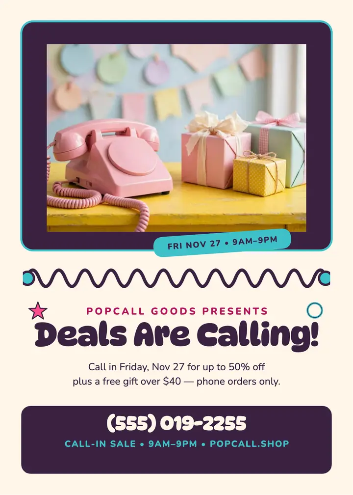 Popcall Goods Black Friday hotline invitation template