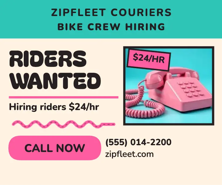 Zipfleet bike messenger hiring ad template