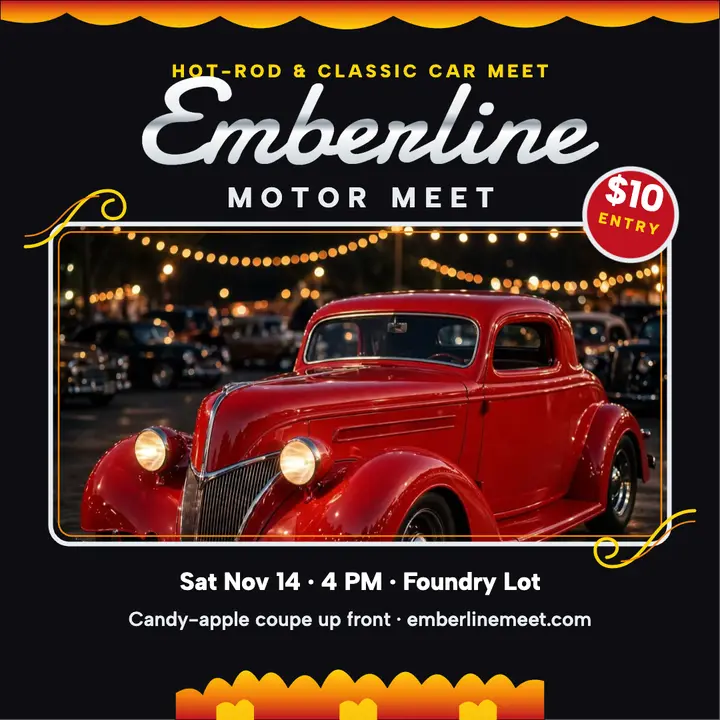Emberline hot-rod motor meet night post template
