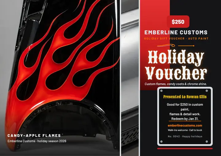 Emberline Customs holiday gift voucher: holiday gift certificate template
