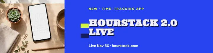 Hourstack launch banner, extruded type template