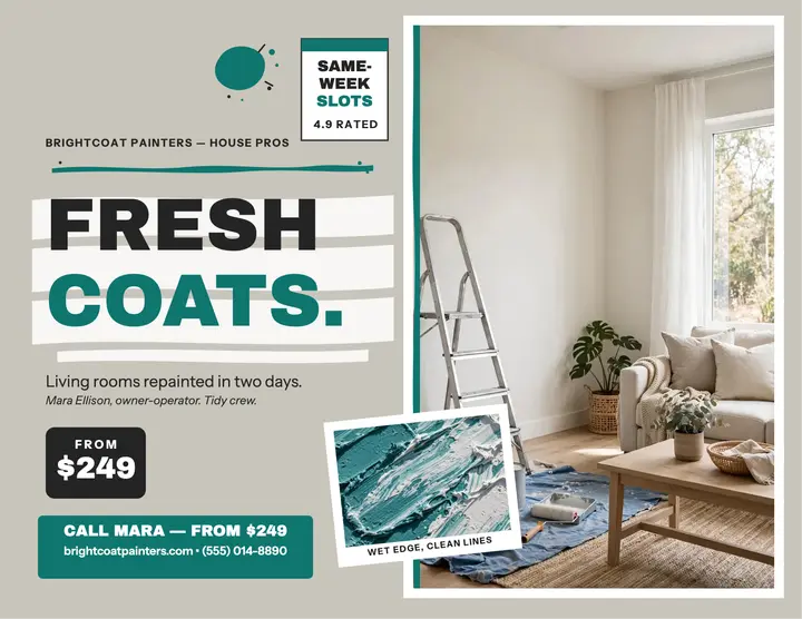 Brightcoat house painter brush flyer template