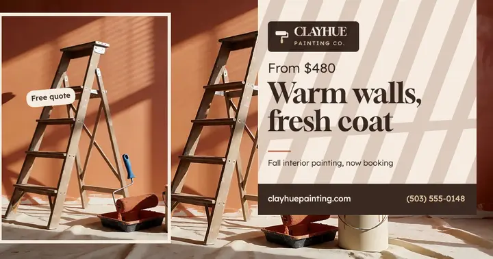 Clayhue Painting fall promo, sun shadow post: house painter promo post template