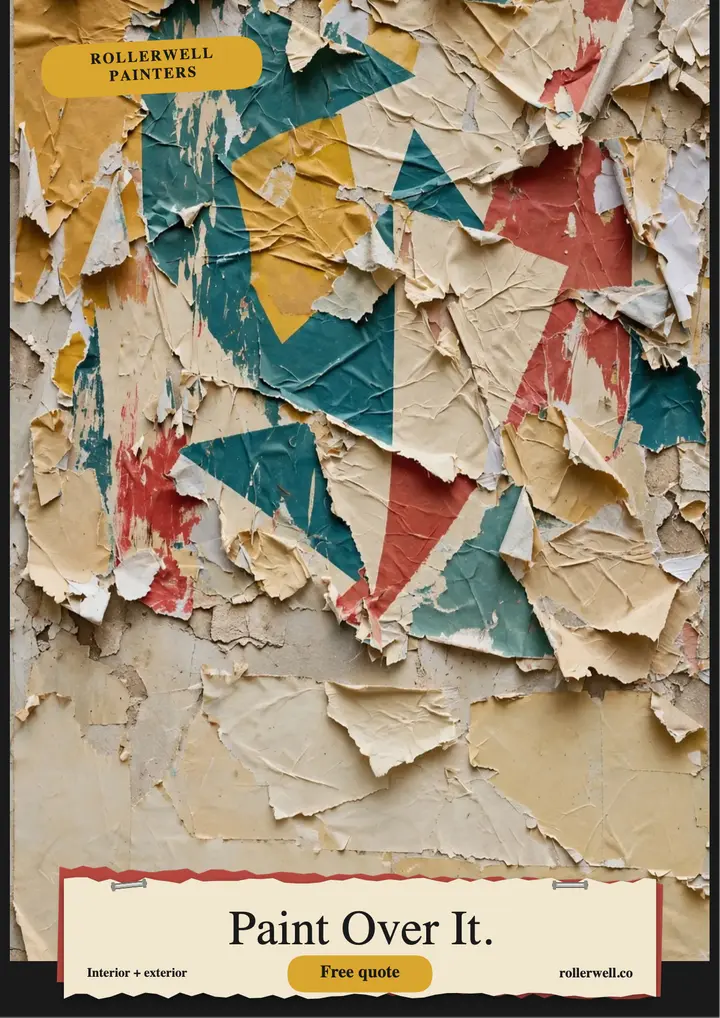 Rollerwell Painters free quote torn poster flyer: house painter flyer template
