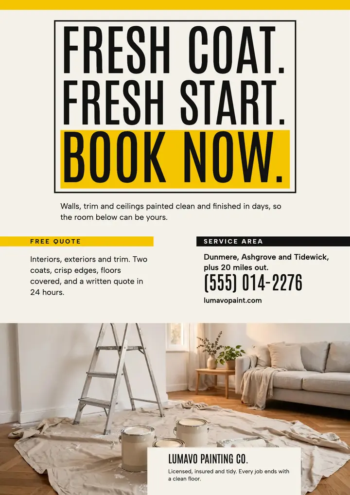 Lumavo house painting flyer, flush block type template