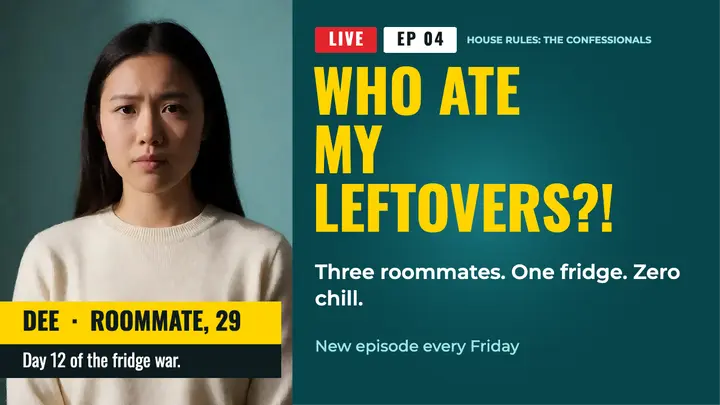 House Rules confessional thumbnail, reality show template