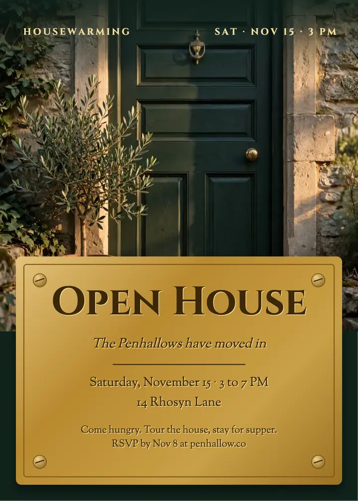 Penhallow open house invitation template