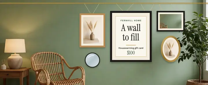 Fernhill Home housewarming gift card: housewarming gift voucher template