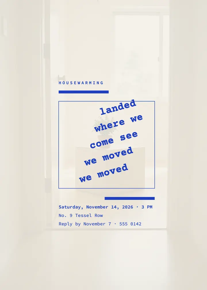 Housewarming invitation, rising stair of words template