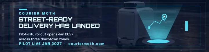 Courier Moth robot launch banner template