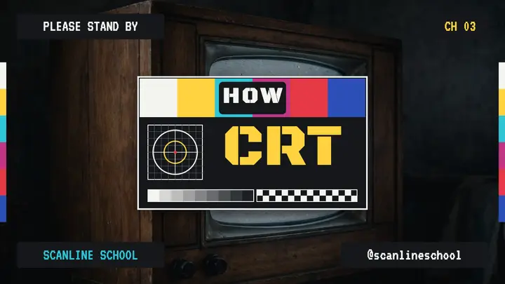 How a CRT TV works explainer thumbnail, test card template