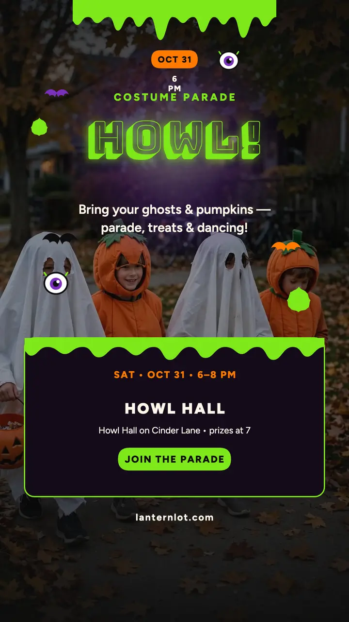 Howl Hall costume parade slime story template