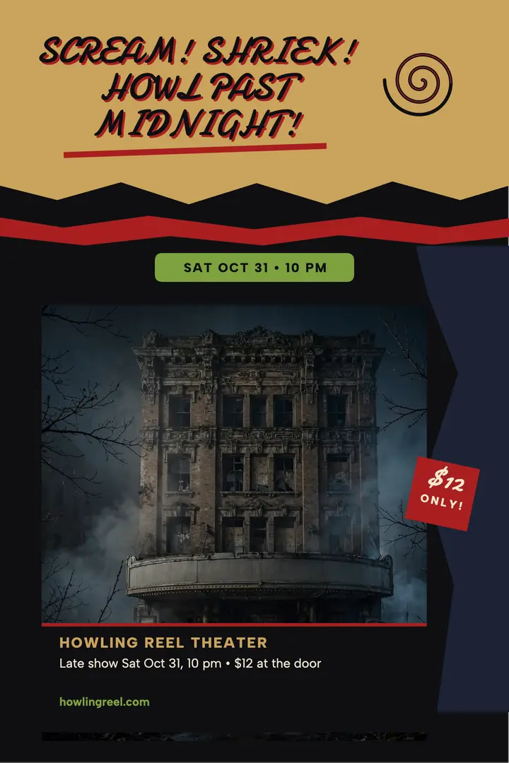Howling Reel midnight horror poster template