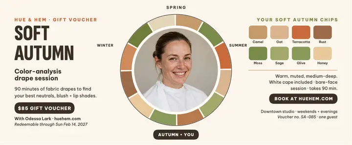 Hue and Hem soft autumn voucher template