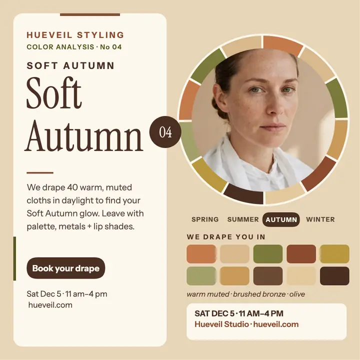 Hueveil Soft Autumn drape session post template