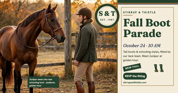 Stirrup and Thistle fall boot parade post template