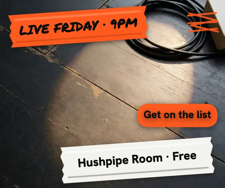 Hushpipe Room live Friday gaffer tape ad: live music night ad template
