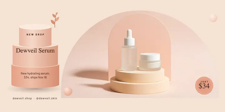 Dewveil Serum drop pastel podium post template