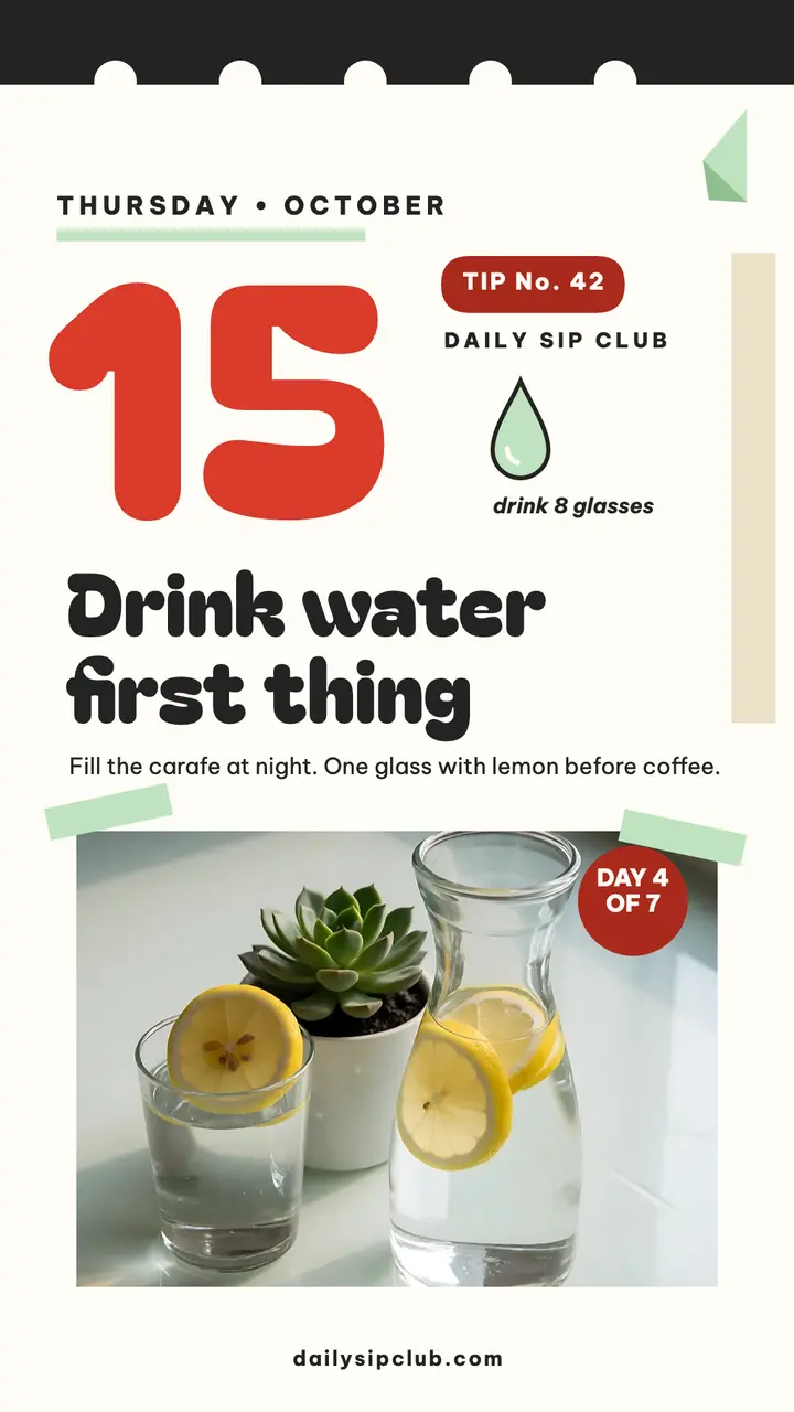 Daily Sip Club hydration calendar tip story template
