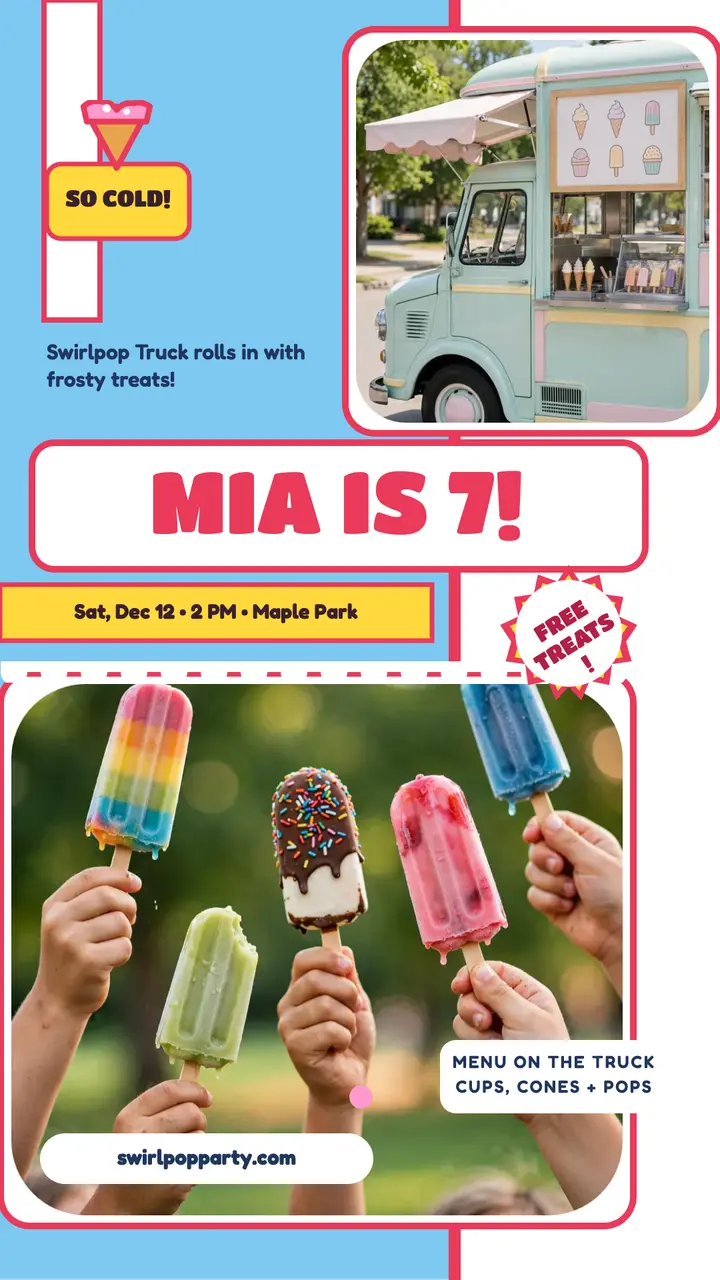 Swirlpop ice cream birthday story template
