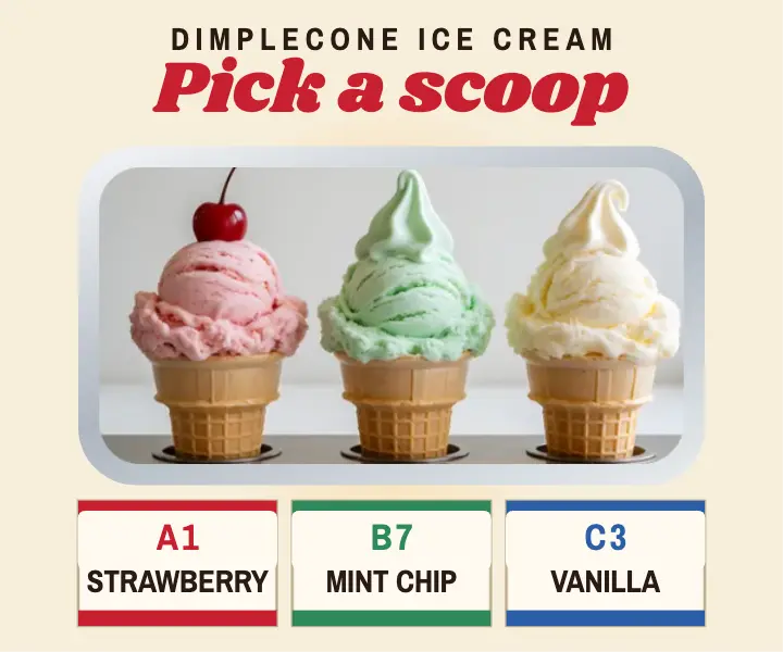 Ice cream flavors, jukebox strips template