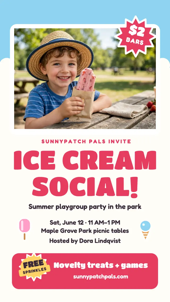 Sunnypatch Pals ice cream social story template
