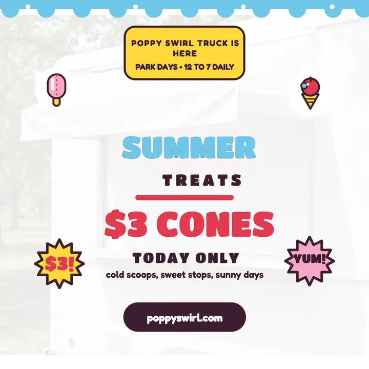 Poppy Swirl Truck summer cones post template