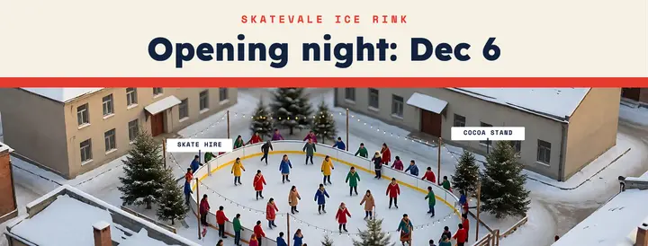 Ice rink opening Facebook cover, tilt-shift miniature template