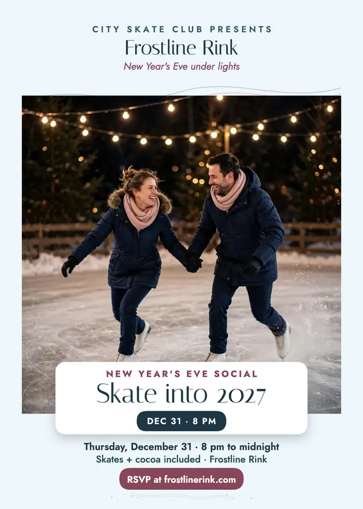 Frostline Rink New Year skate invitation template