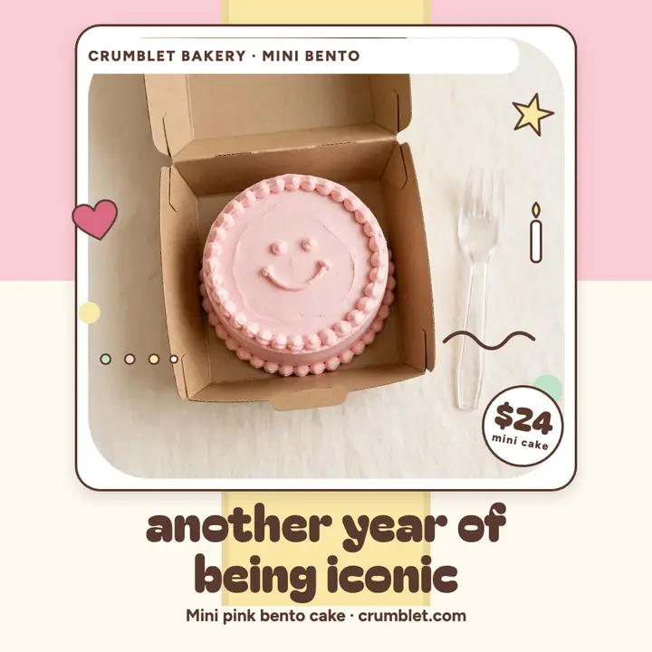 Iconic birthday bento cake post template