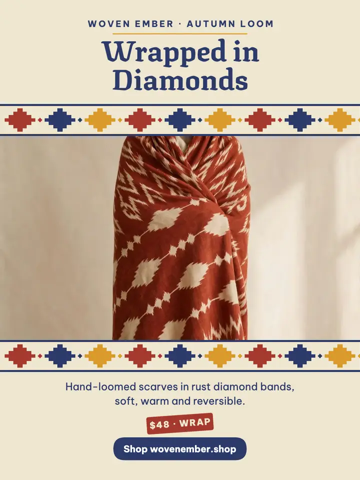 Woven Ember ikat scarf collection portrait template