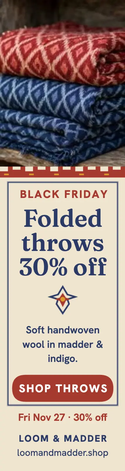 Loom and Madder Black Friday throw sale template