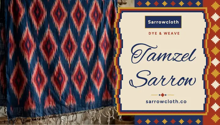 Natural-dye weaver business card, ikat feathered edge template
