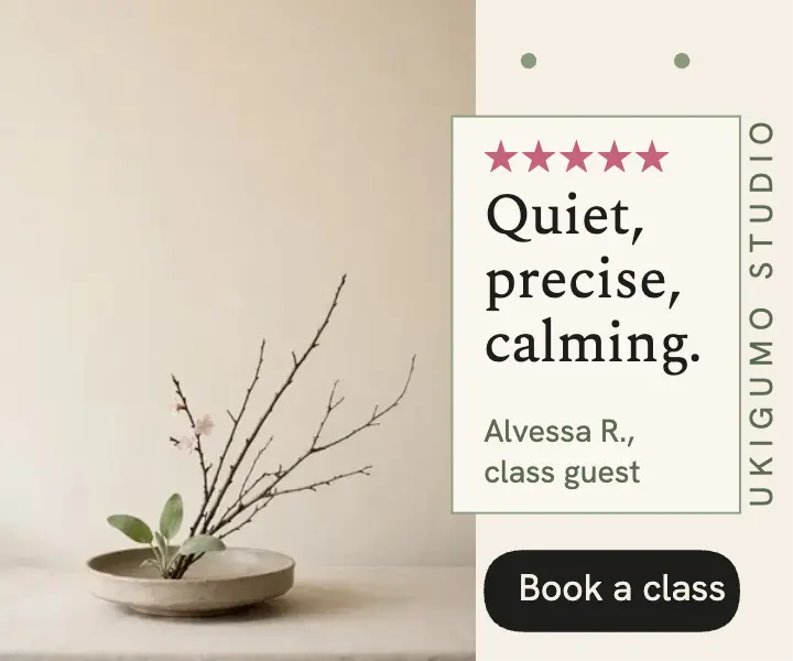 Ikebana class review ad, minimal template