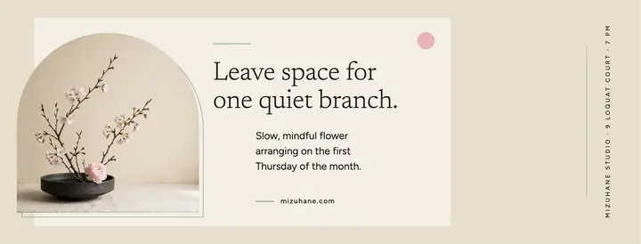 Mizuhane Studio ikebana evening class cover template