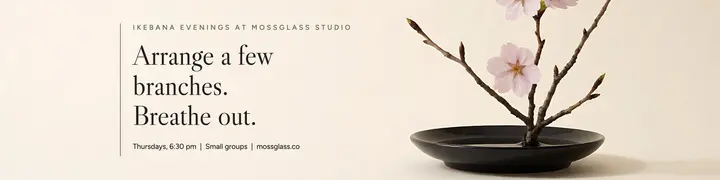 Mossglass ikebana evenings: ikebana workshop shop banner template
