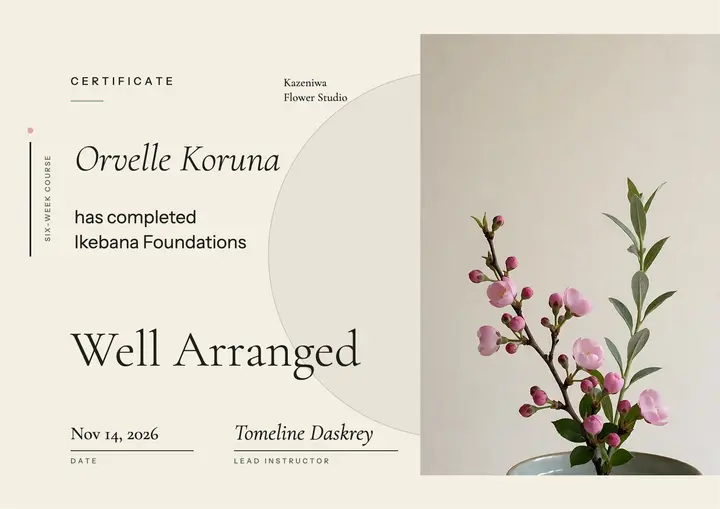 Ikebana foundations completion certificate template