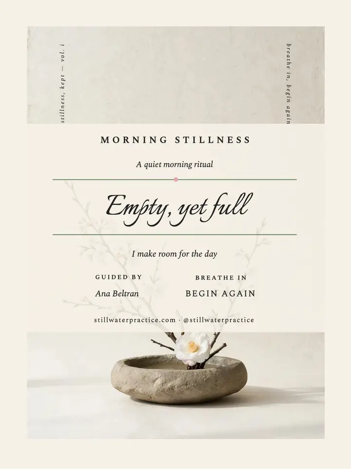Stillwater morning stillness affirmation post: morning affirmation post template
