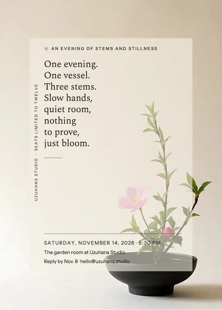 Quiet evening of flower arranging invitation: flower arranging invitation template