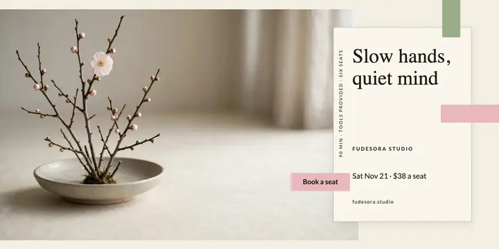 Fudesora quiet hour ikebana workshop post template