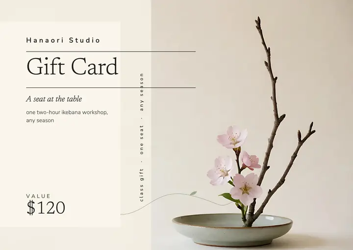 Ikebana workshop gift card: ikebana workshop gift certificate template