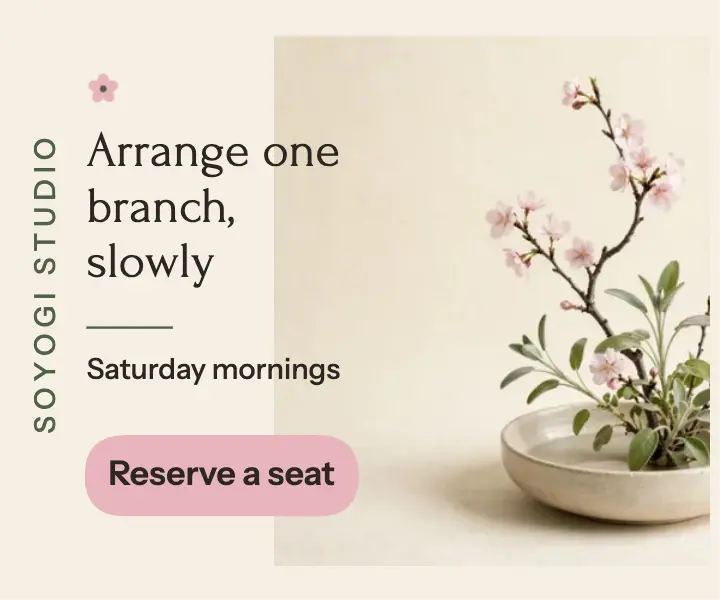 Soyogi Studio slow ikebana workshop ad: ikebana workshop ad template