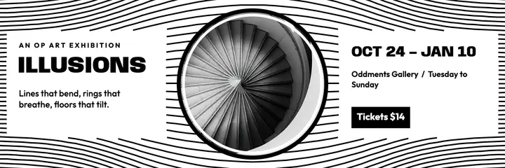 Illusions exhibition header, op art template