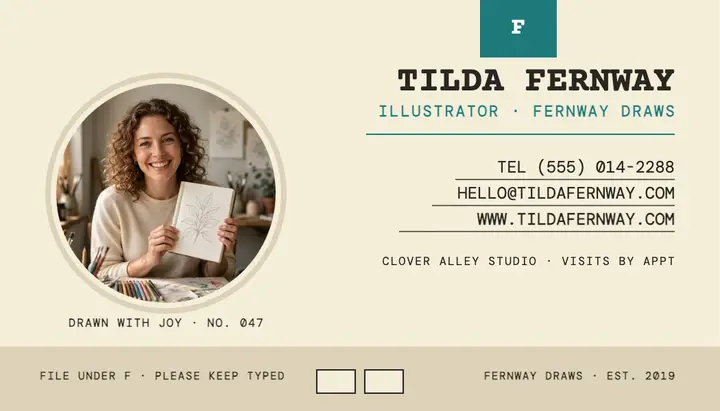 Tilda Fernway rotary file contact card template