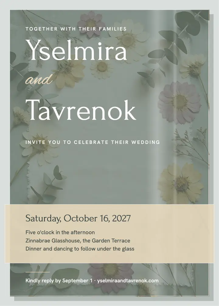 Yselmira and Tavrenok clear acrylic sheet wedding invitation template