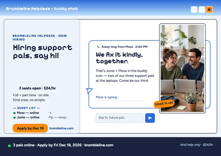 Brambleline Helpdesk IM window hiring flyer: hiring flyer template