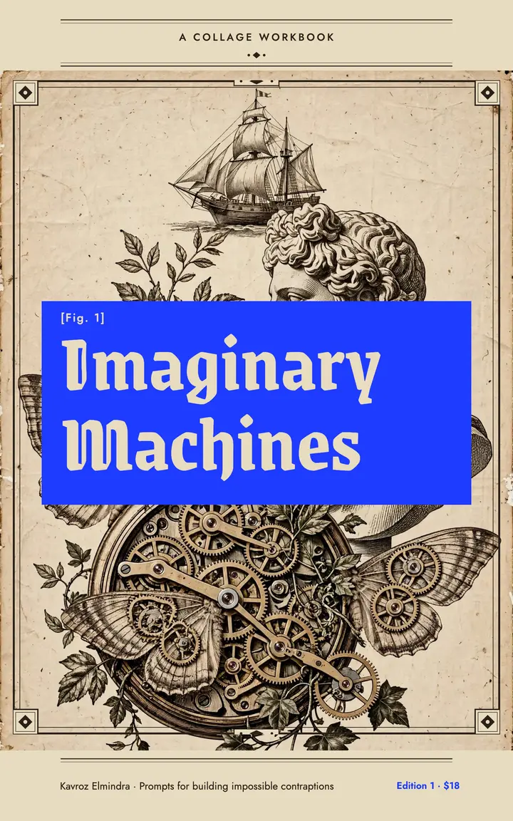 Imaginary Machines collage workbook cover template
